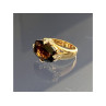 925 STERLING SILVER GOLD PLATED HESSONITE & DIAMONDS RING SIZE 5.5
