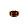 925 STERLING SILVER GOLD PLATED HESSONITE & DIAMONDS RING SIZE 5.5