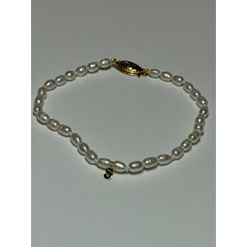 18K YELLOW GOLD BRACELET FRESHWATER PEARLS SIZE 7.5