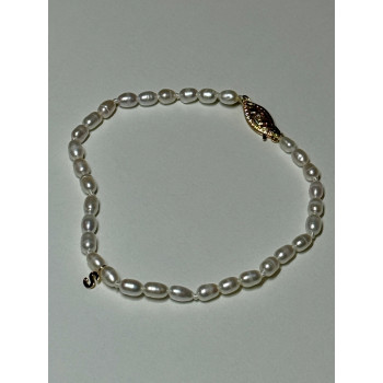 18K YELLOW GOLD BRACELET FRESHWATER PEARLS SIZE 7.5