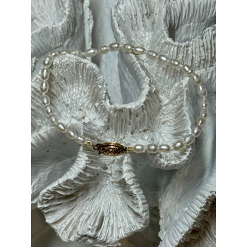 18K YELLOW GOLD BRACELET FRESHWATER PEARLS SIZE 7.5