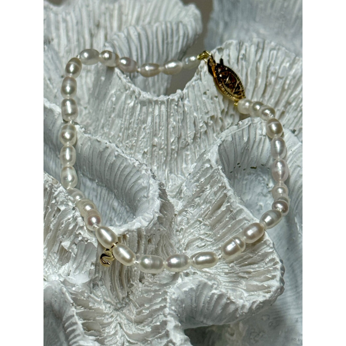 18K YELLOW GOLD BRACELET FRESHWATER PEARLS SIZE 7.5