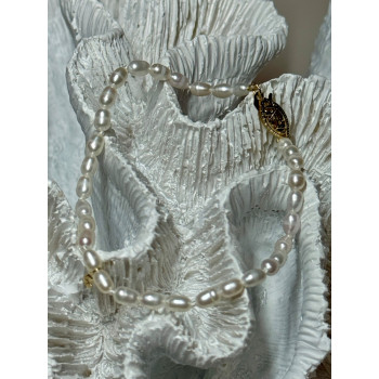 18K YELLOW GOLD BRACELET FRESHWATER PEARLS SIZE 7.5