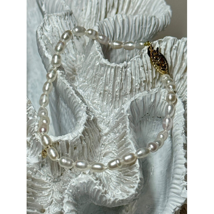 18K YELLOW GOLD BRACELET FRESHWATER PEARLS SIZE 7.5