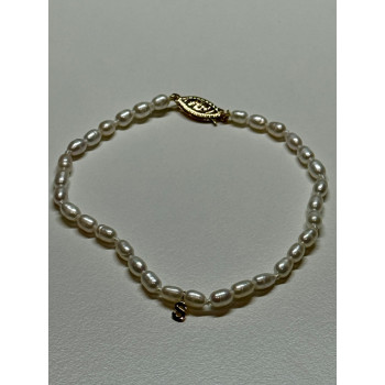 18K YELLOW GOLD BRACELET FRESHWATER PEARLS SIZE 7.5
