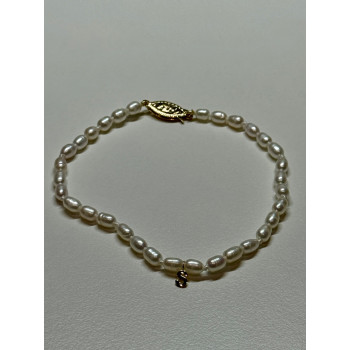 18K YELLOW GOLD BRACELET FRESHWATER PEARLS SIZE 7.5