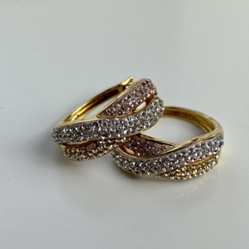925 Sterling Silver Gold Plated Multicolor CZ Hoop Earrings