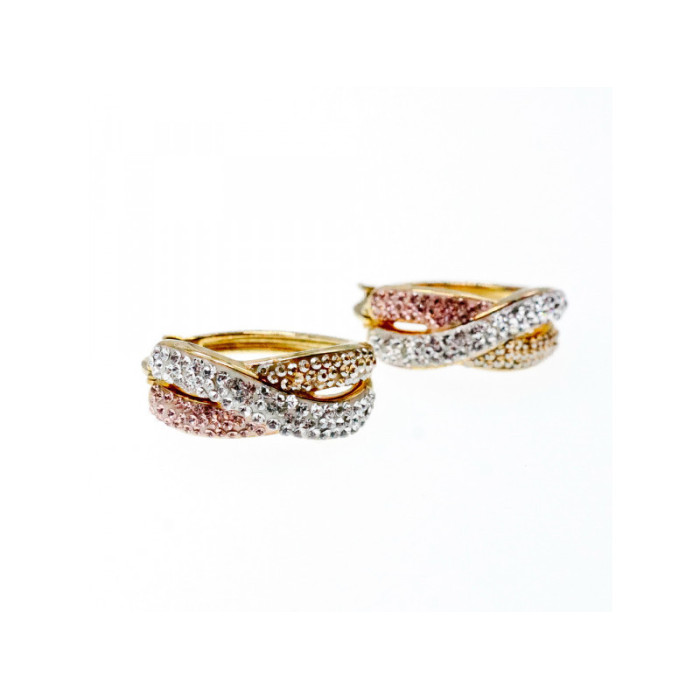 925 Sterling Silver Gold Plated Multicolor CZ Hoop Earrings