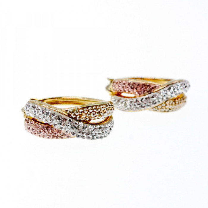 925 Sterling Silver Gold Plated Multicolor CZ Hoop Earrings