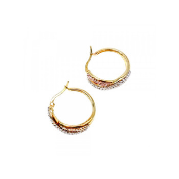 925 Sterling Silver Gold Plated Multicolor CZ Hoop Earrings