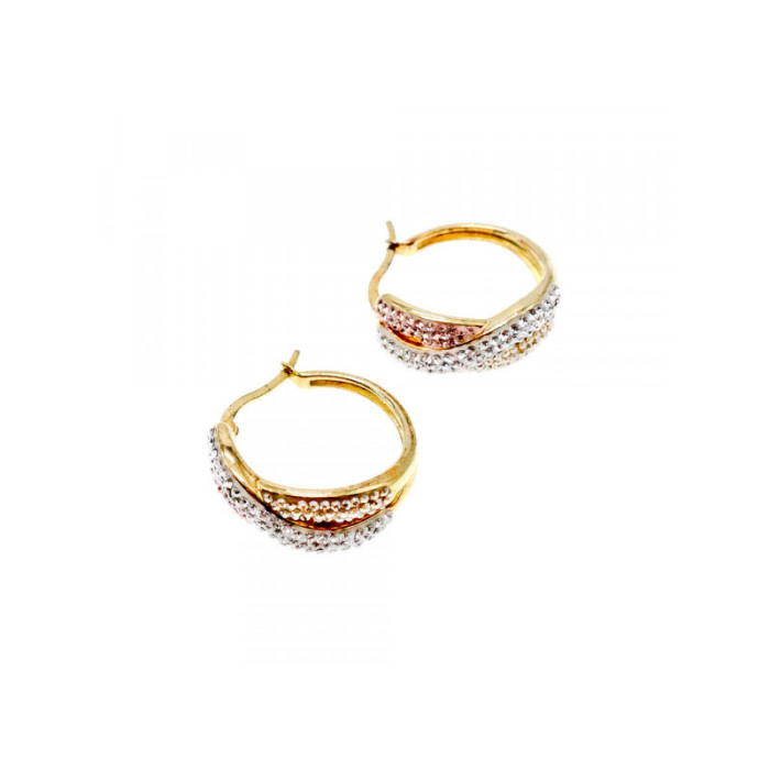 925 Sterling Silver Gold Plated Multicolor CZ Hoop Earrings