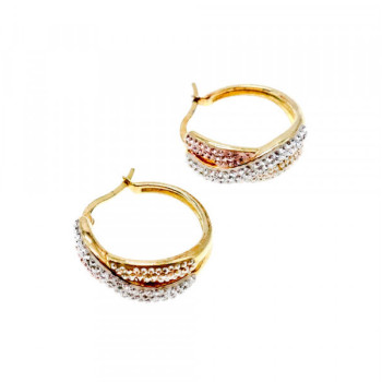 925 Sterling Silver Gold Plated Multicolor CZ Hoop Earrings