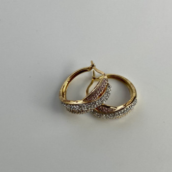 925 Sterling Silver Gold Plated Multicolor CZ Hoop Earrings