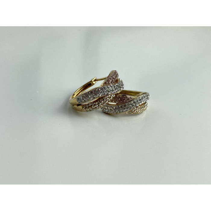 925 Sterling Silver Gold Plated Multicolor CZ Hoop Earrings