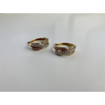 925 Sterling Silver Gold Plated Multicolor CZ Hoop Earrings