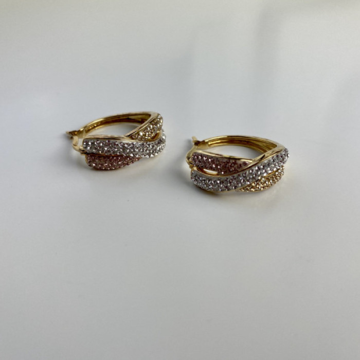 925 Sterling Silver Gold Plated Multicolor CZ Hoop Earrings