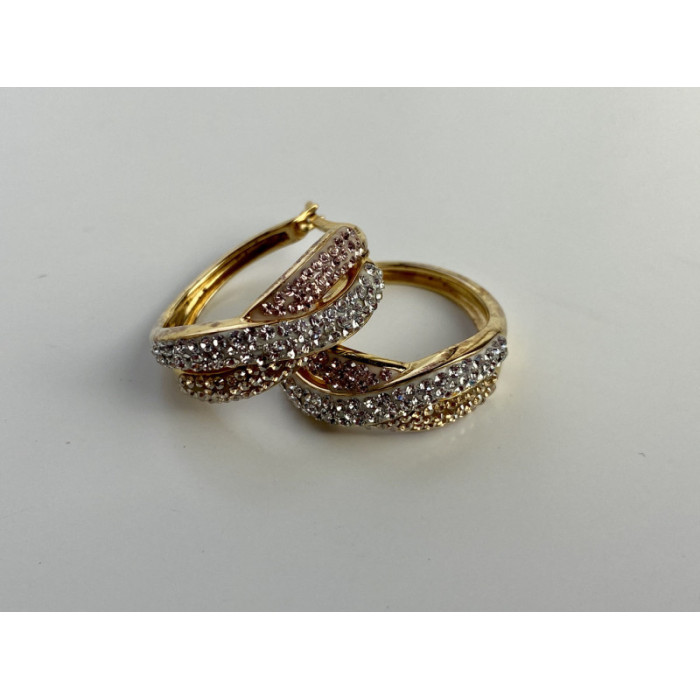 925 Sterling Silver Gold Plated Multicolor CZ Hoop Earrings