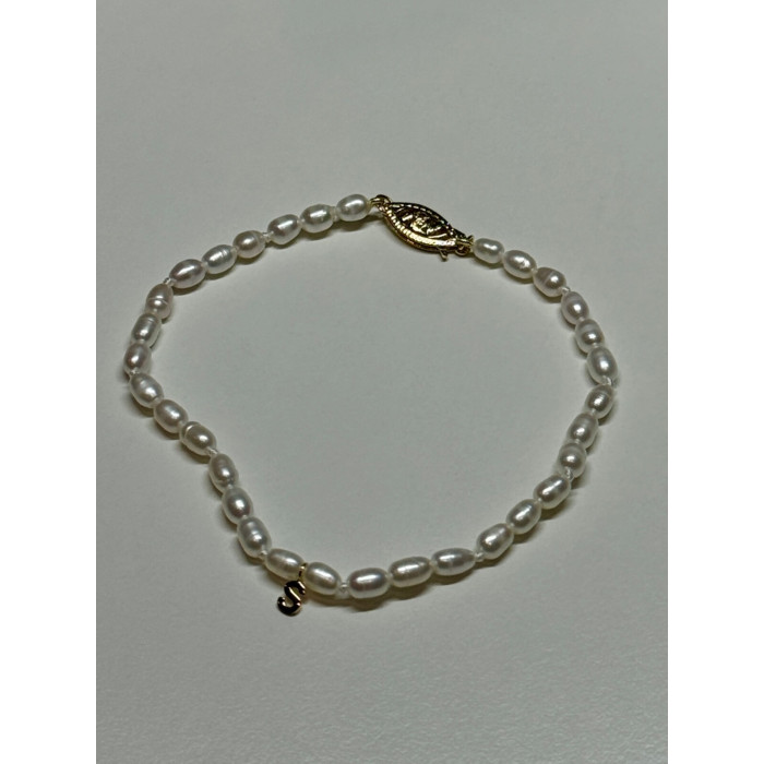 14K YELLOW GOLD BRACELET FRESHWATER PEARLS SIZE 7