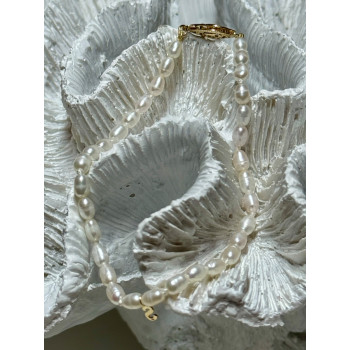 14K YELLOW GOLD BRACELET FRESHWATER PEARLS SIZE 7