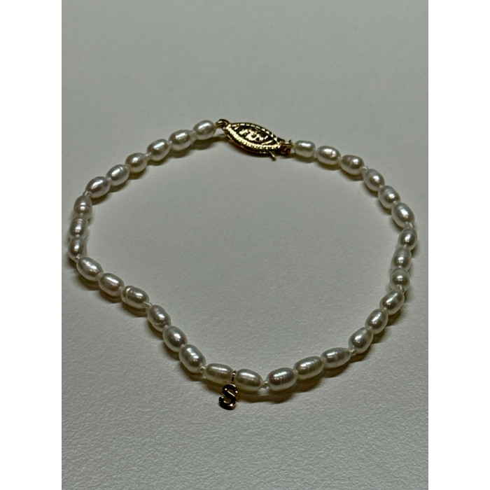 14K YELLOW GOLD BRACELET FRESHWATER PEARLS SIZE 7