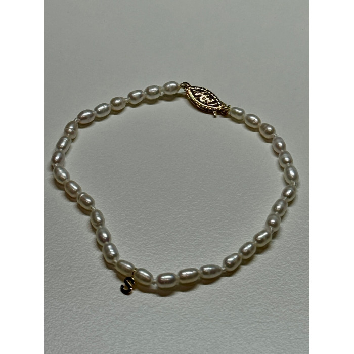 14K YELLOW GOLD BRACELET FRESHWATER PEARLS SIZE 7