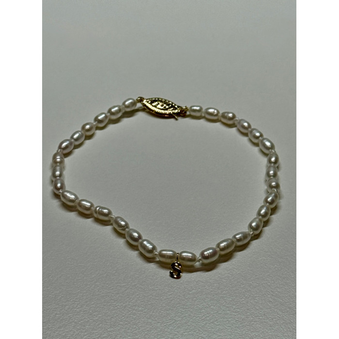 14K YELLOW GOLD BRACELET FRESHWATER PEARLS SIZE 7