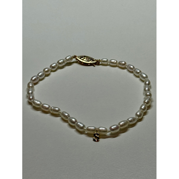 14K YELLOW GOLD BRACELET FRESHWATER PEARLS SIZE 7