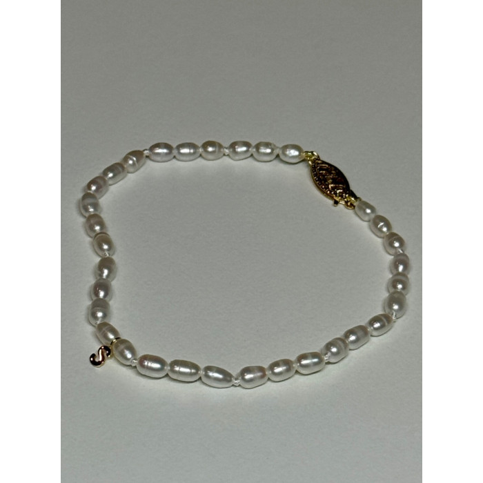 14K YELLOW GOLD BRACELET FRESHWATER PEARLS SIZE 7