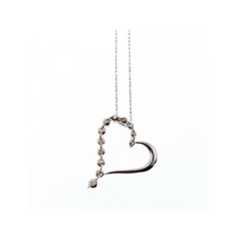 10K WHITE GOLD DIAMONDS HEART CHAIN WITH PENDANT