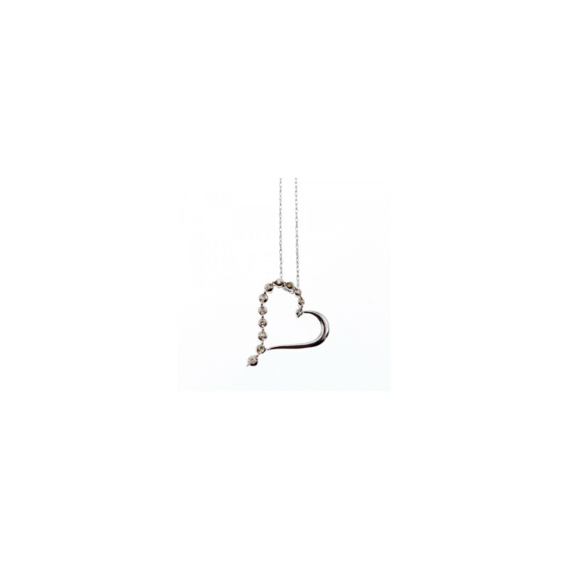 10K WHITE GOLD DIAMONDS HEART CHAIN WITH PENDANT