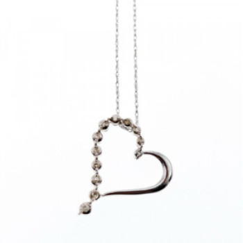 10K White Gold Diamonds Heart Chain With Pendant