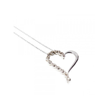10K WHITE GOLD DIAMONDS HEART CHAIN WITH PENDANT
