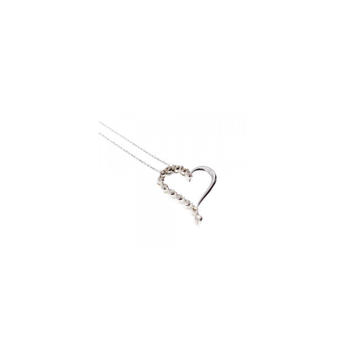 10K WHITE GOLD DIAMONDS HEART CHAIN WITH PENDANT