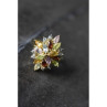 925 Sterling Silver Gold Plated Multi Gemstones Ring Size 6.5