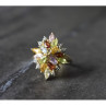 925 Sterling Silver Gold Plated Multi Gemstones Ring Size 6.5