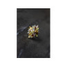 925 Sterling Silver Gold Plated Multi Gemstones Ring Size 6.5