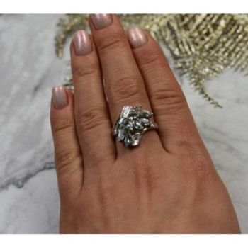 925 Sterling Silver Blue Spinel Ring Size 8
