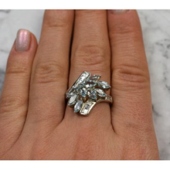 925 Sterling Silver Blue Spinel Ring Size 8