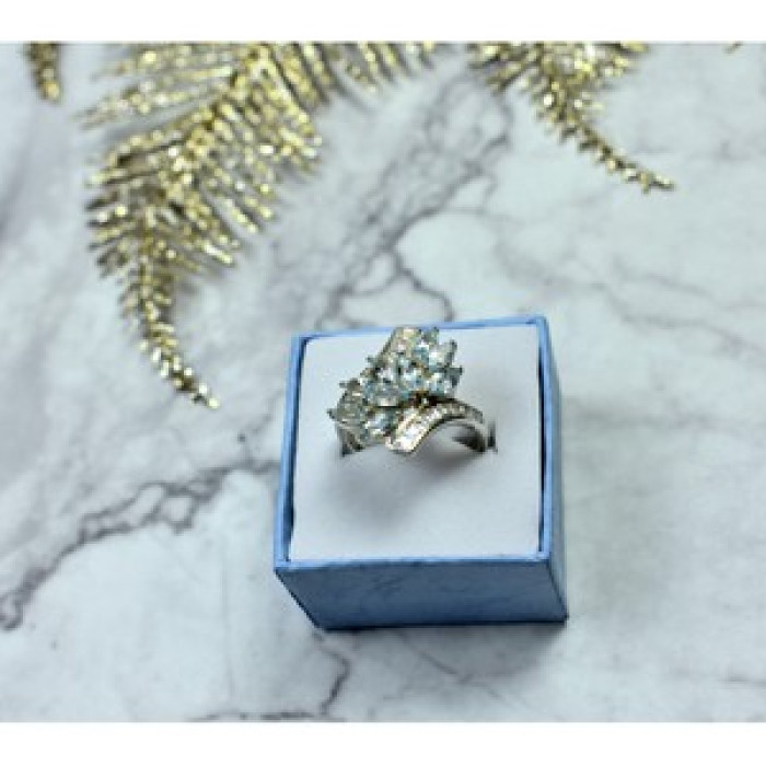 925 Sterling Silver Blue Spinel Ring Size 8