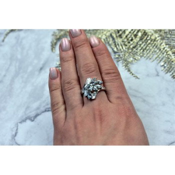 925 Sterling Silver Blue Spinel Ring Size 8