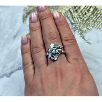 925 Sterling Silver Blue Spinel Ring Size 8