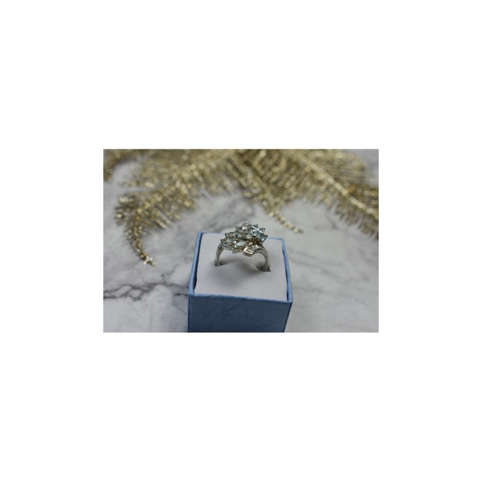 925 Sterling Silver Blue Spinel Ring Size 8