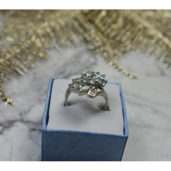 925 Sterling Silver Blue Spinel Ring Size 8