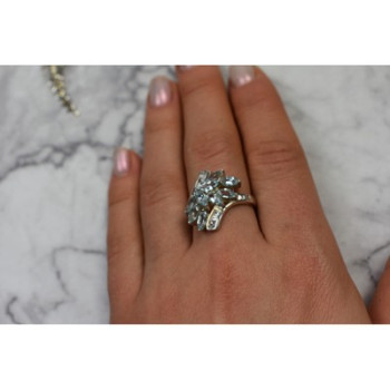 925 Sterling Silver Blue Spinel Ring Size 8