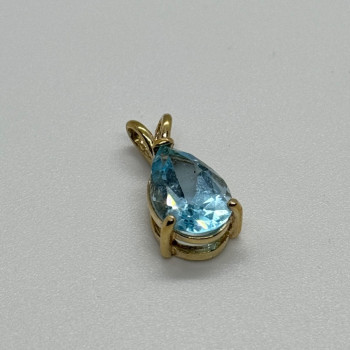 925 Sterling Silver Gold Plated Topaz Pendant Length 21 mm
