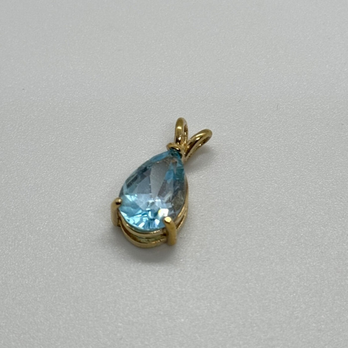 925 Sterling Silver Gold Plated Topaz Pendant Length 21 mm
