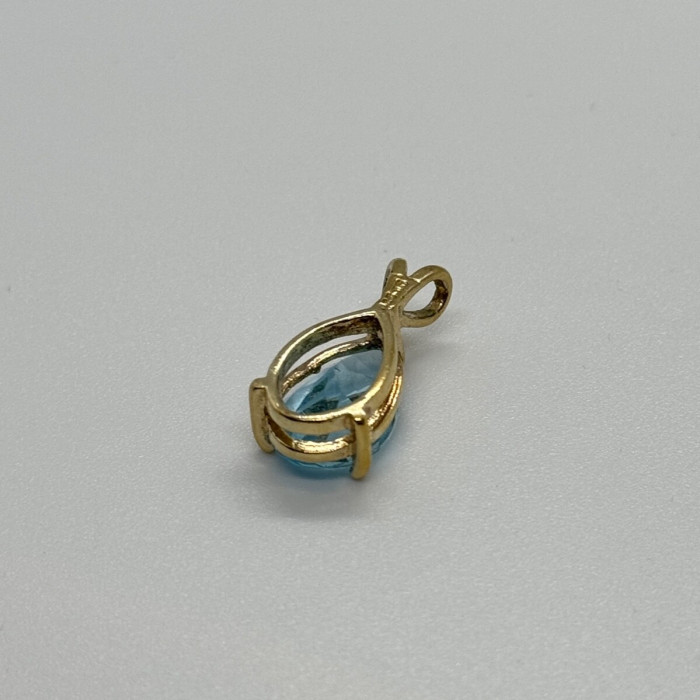 925 Sterling Silver Gold Plated Topaz Pendant Length 21 mm