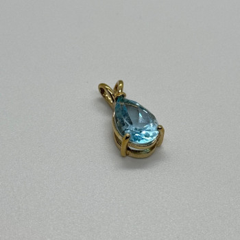 925 Sterling Silver Gold Plated Topaz Pendant Length 21 mm
