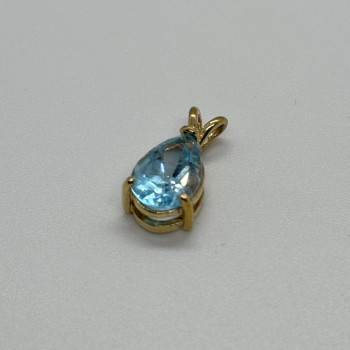 925 Sterling Silver Gold Plated Topaz Pendant Length 21 mm