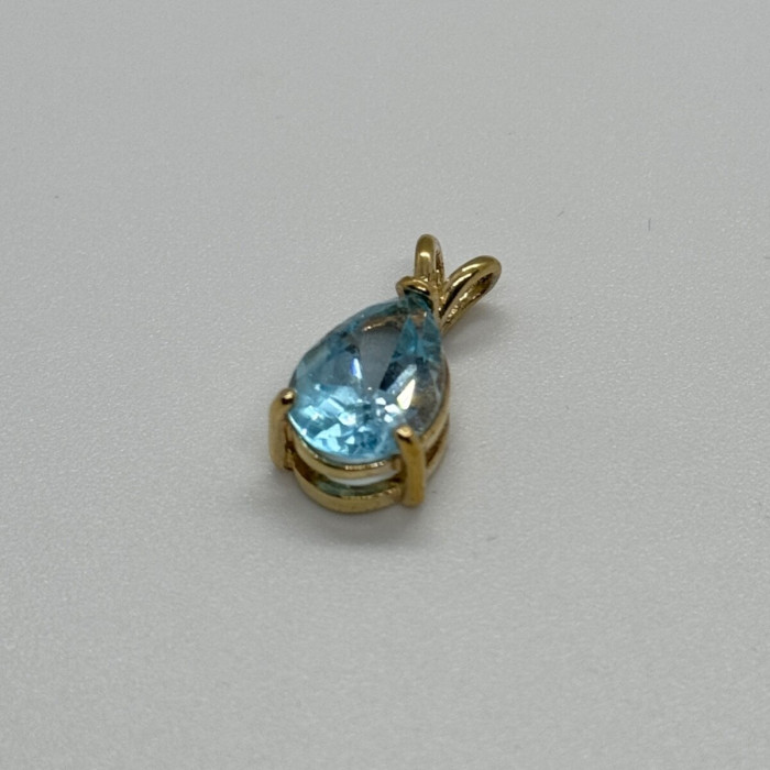 925 Sterling Silver Gold Plated Topaz Pendant Length 21 mm